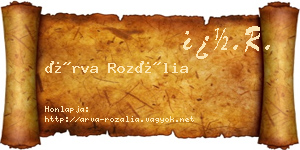 Árva Rozália névjegykártya
